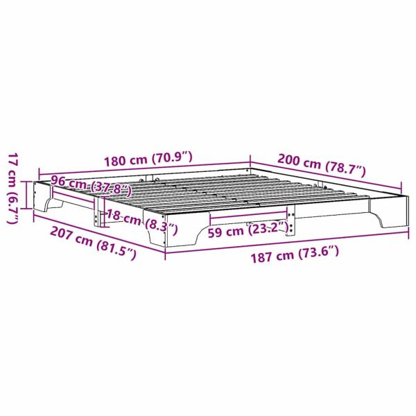 Bettgestell natürlich Massivholz Kiefer 180 x 200 cm langlebig