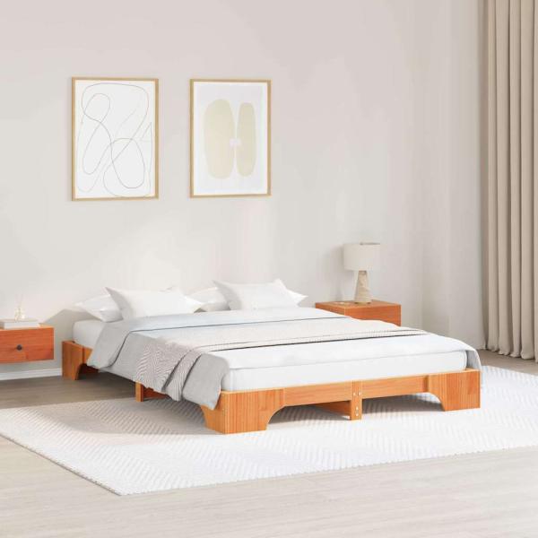 ARDEBO.de - Bettgestell Gewachst braun Massivholz Kiefer 160 x 200 cm