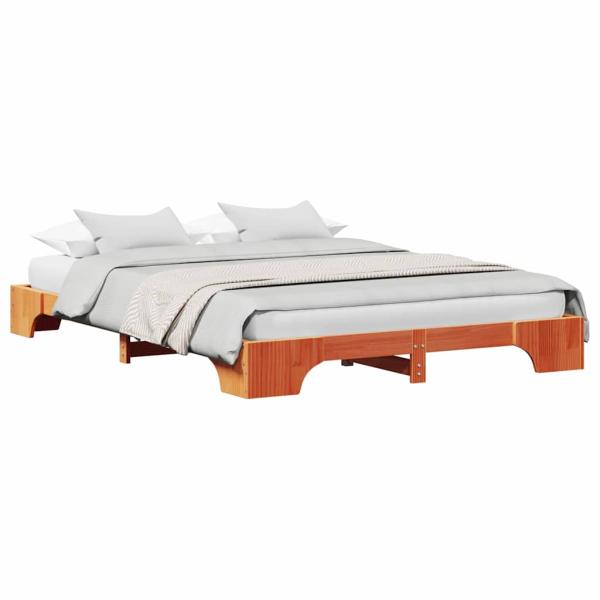 Bettgestell Gewachst braun Massivholz Kiefer 160 x 200 cm