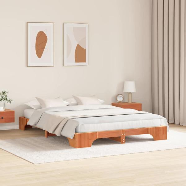 Bettgestell Gewachst braun Massivholz Kiefer 160 x 200 cm