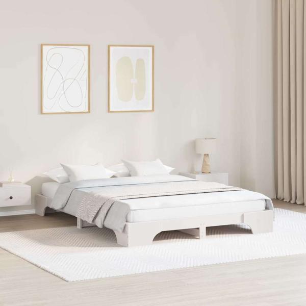 ARDEBO.de - Bettgestell Weiß Holz 140 x 200 cm Langlebig