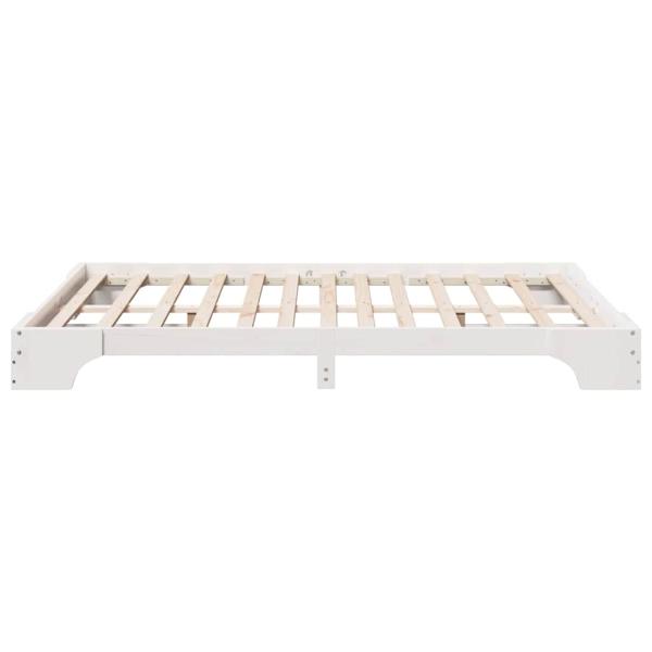 Bettgestell Weiß Holz 140 x 200 cm Langlebig