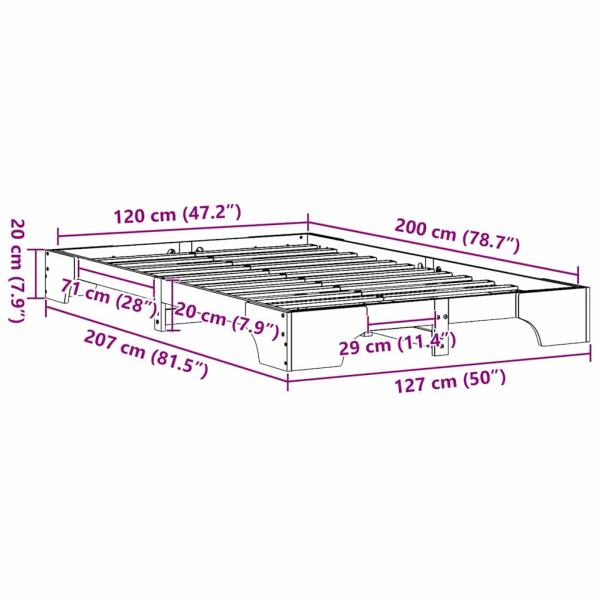 Bettgestell Weiß Massivholz 120 x 200 cm Rechteckig