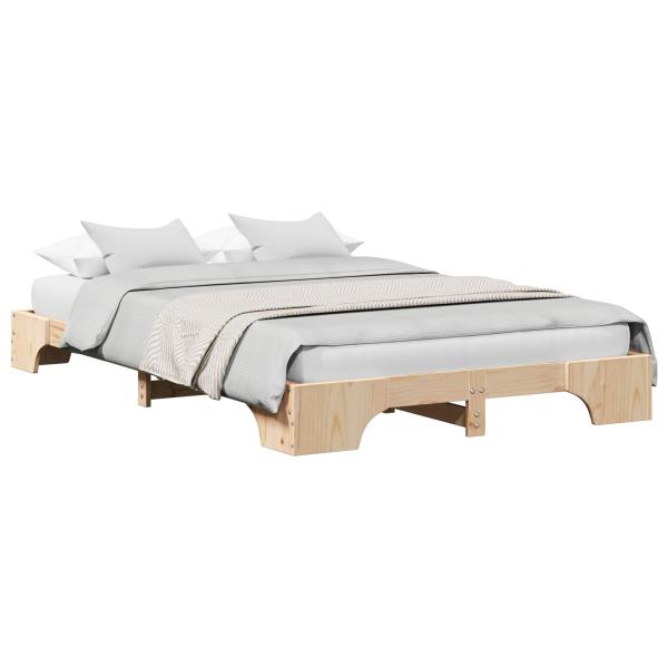 Bettrahmen Natur 135 x 190 cm Massives Kiefernholz