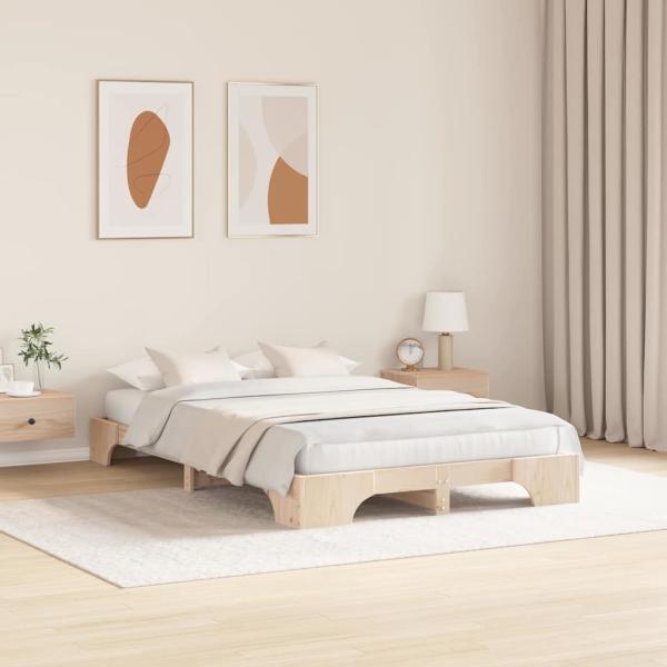 Bettrahmen Natur 135 x 190 cm Massives Kiefernholz