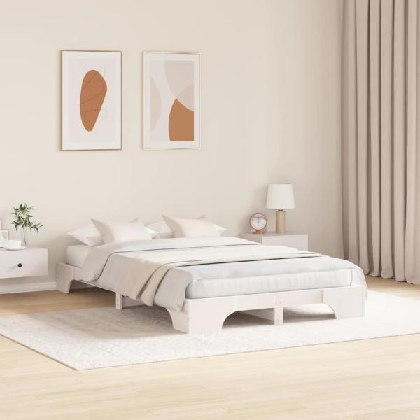 Bettgestell Weiß Massivholz 120 x 190 cm Langlebig