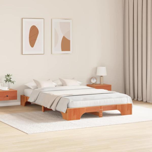 Bettgestell Wachsbrown Massivholz 120 x 190 cm Robust
