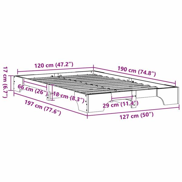 Bettgestell Wachsbrown Massivholz 120 x 190 cm Robust