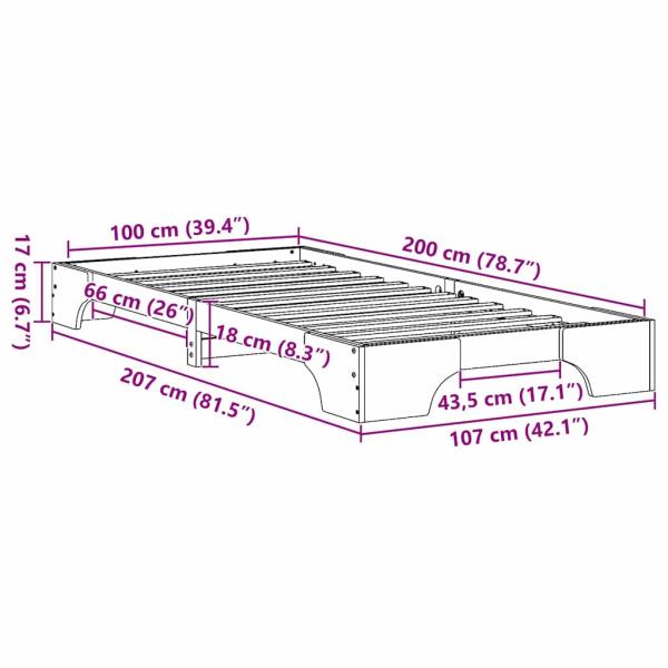 Bettgestell Weiß Massivholz 100 x 200 cm Robust