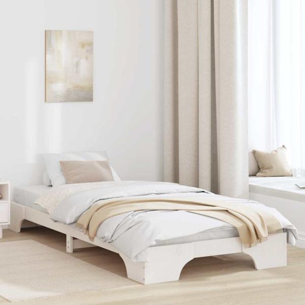 ARDEBO.de - Bettgestell Weiß Massivholz Kiefer Einzel Minimalistisches Design