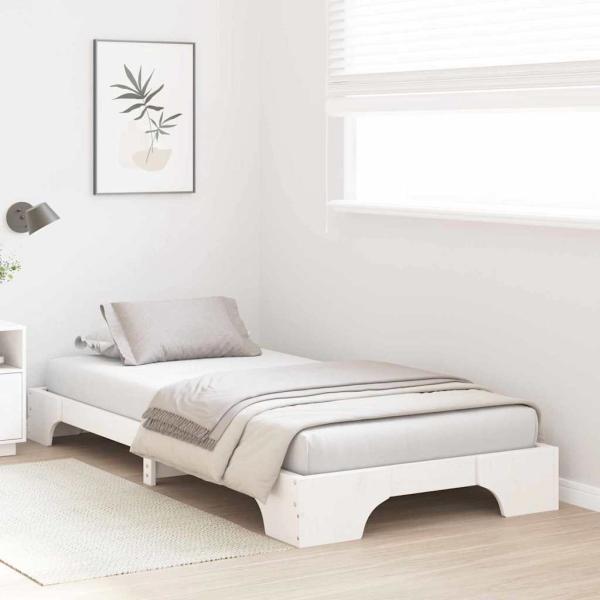 Bettgestell Weiß Massivholz Kiefer Einzel Minimalistisches Design