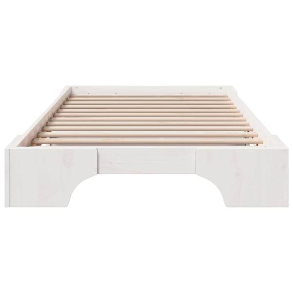 Bettgestell Weiß Massivholz Kiefer Einzel Minimalistisches Design