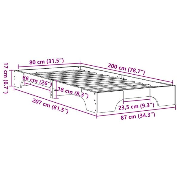 Bettgestell Natur Massivholz Kiefer 80 x 200 cm Langlebig