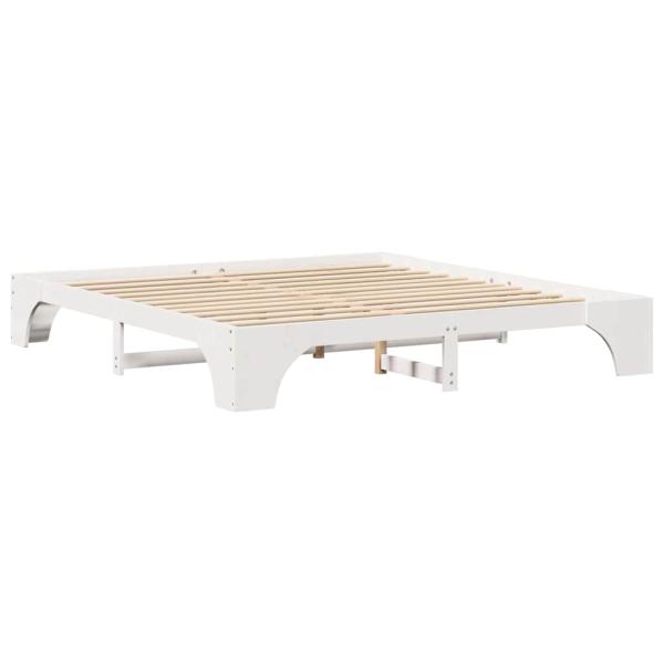 Bettgestell Weiß Massives Holz 200 x 200 cm Schlicht