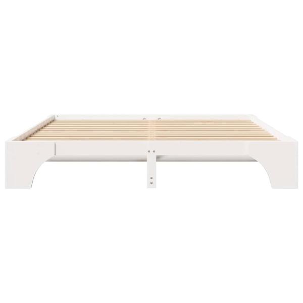 Bettgestell Weiß Massives Holz 200 x 200 cm Schlicht