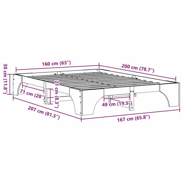 Bettgestell Wachsbraun Holz 160 x 200 cm Langlebig