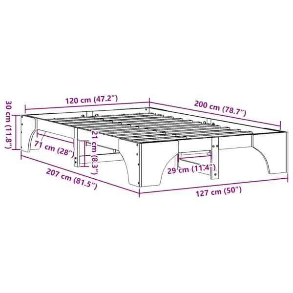 Bettgestell Weiß Holz 120 x 200 cm Langlebig Bettgestell