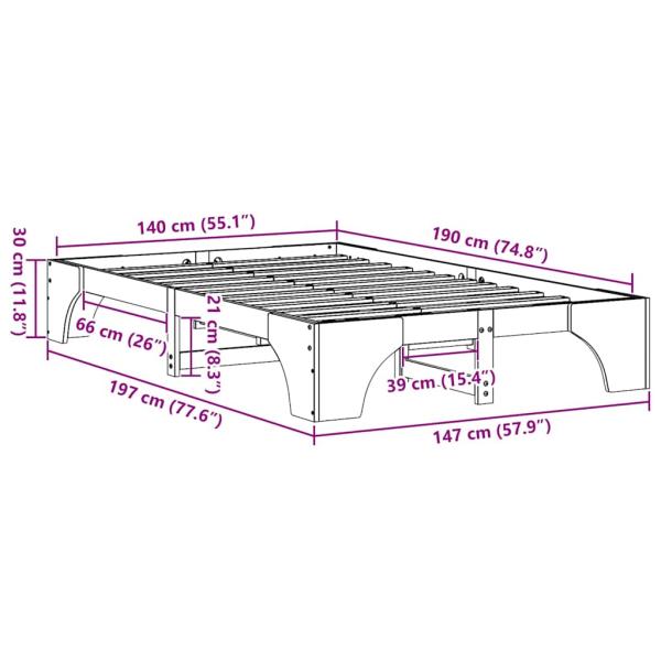 Vollbettgestell Weiß Massivholz Voll Robust Rechteckig