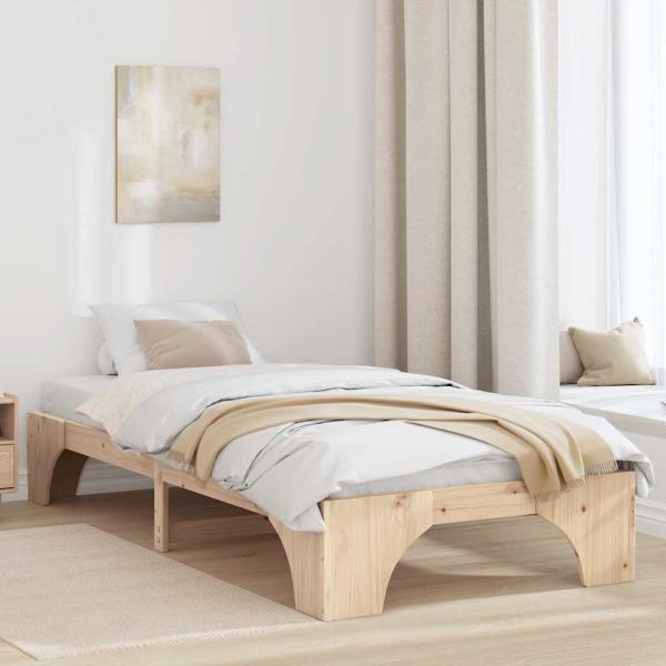 ARDEBO.de - Bettgestell Natur Massivholz Kiefer 100 x 200 cm Langlebig