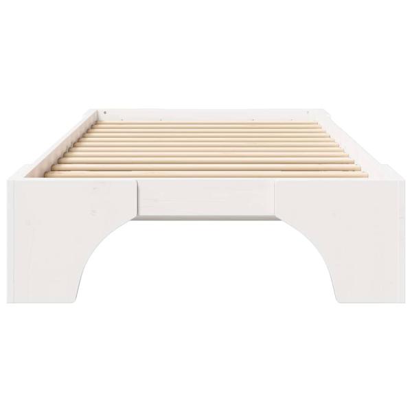 Bettgestell Weiß Holz 90 x 200 cm Langlebig Weißes Bettgestell