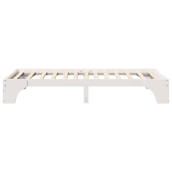 Bettgestell Weiß Holz 90 x 200 cm Langlebig Weißes Bettgestell