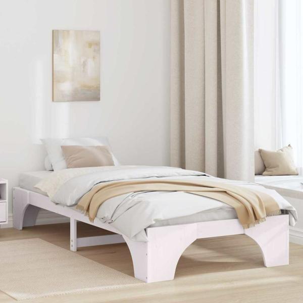 ARDEBO.de - Einzelbett Gestell Weiß Massivholz Kiefer 75 x 190 cm Modern