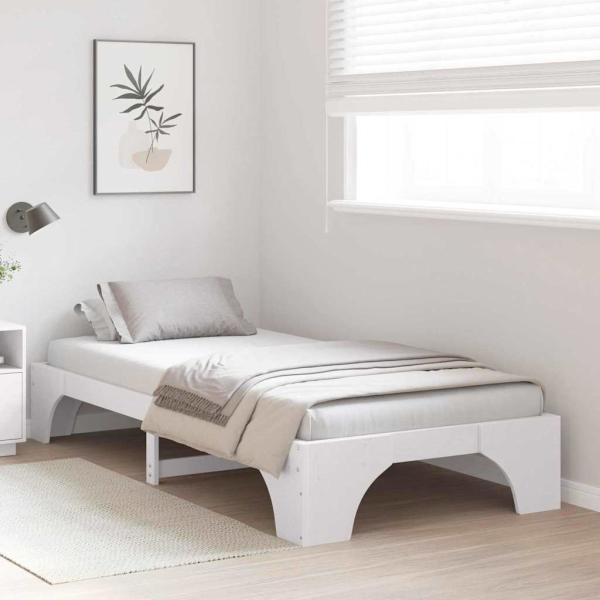 Einzelbett Gestell Weiß Massivholz Kiefer 75 x 190 cm Modern