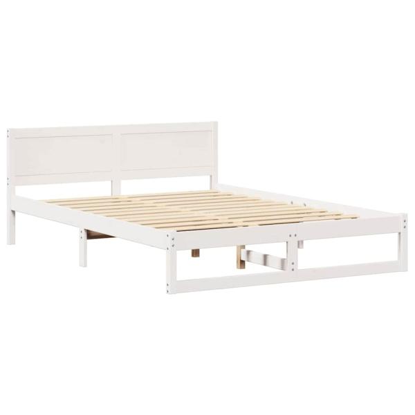Bettgestell Weiß Massivholz 150 x 200 cm Robust Bettgestell