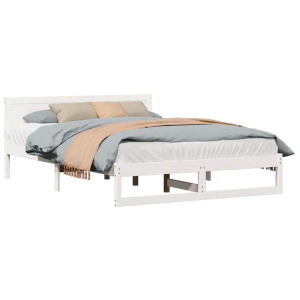 Bettgestell Weiß Massivholz 150 x 200 cm Robust Bettgestell