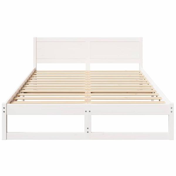 Bettgestell Weiß Massivholz 150 x 200 cm Robust Bettgestell