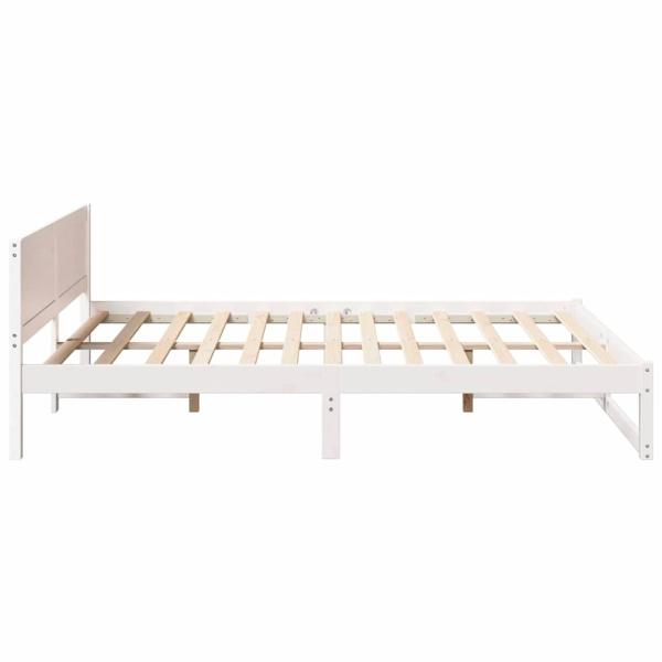 Bettgestell Weiß Massivholz 150 x 200 cm Robust Bettgestell