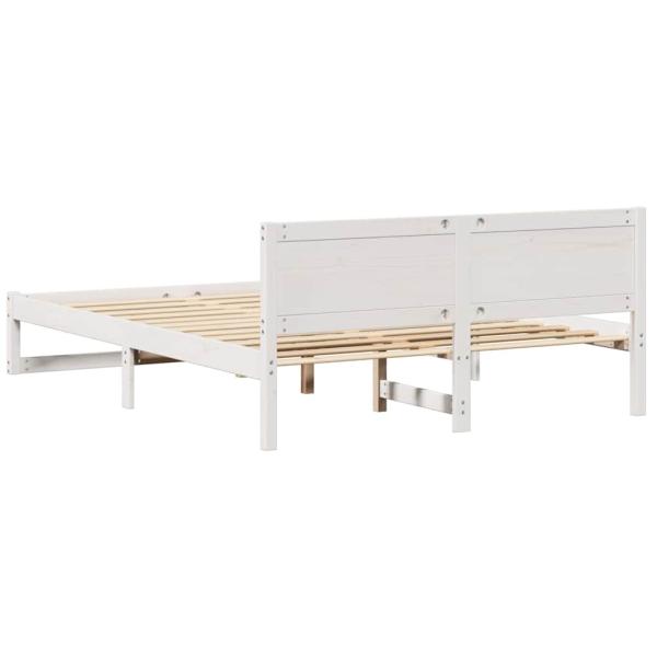 Bettgestell Weiß Massivholz 150 x 200 cm Robust Bettgestell