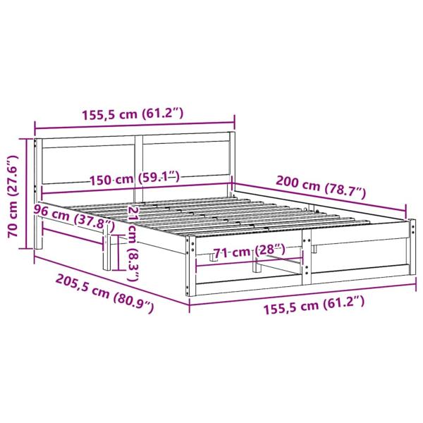 Bettgestell Weiß Massivholz 150 x 200 cm Robust Bettgestell