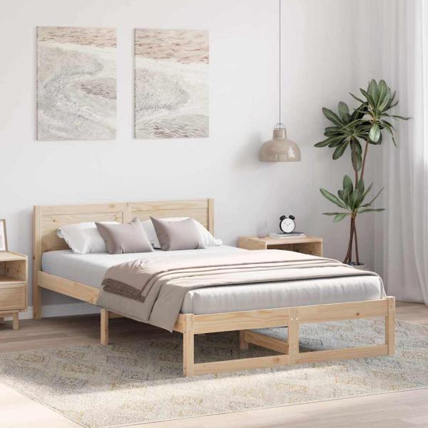Bettrahmen Natürlich Kiefernholz 120 x 190 cm Langlebig