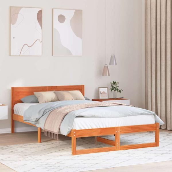 ARDEBO.de - Bettgestell Wachsbraun Massivholz 120 x 190 cm Bettgestell