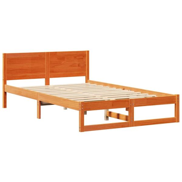 Bettgestell Wachsbraun Massivholz 120 x 190 cm Bettgestell