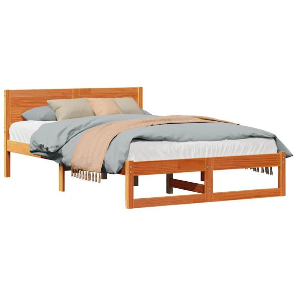 Bettgestell Wachsbraun Massivholz 120 x 190 cm Bettgestell
