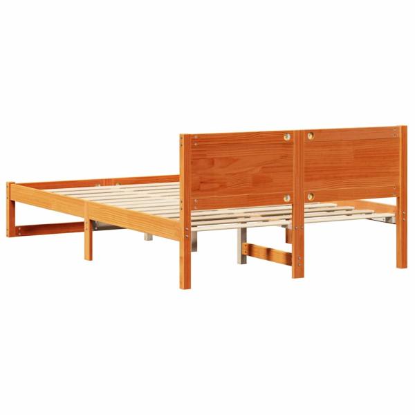 Bettgestell Wachsbraun Massivholz 120 x 190 cm Bettgestell