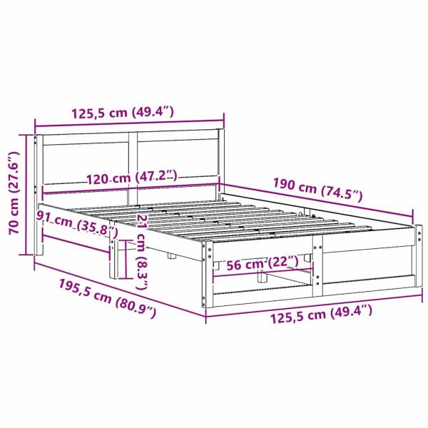 Bettgestell Wachsbraun Massivholz 120 x 190 cm Bettgestell