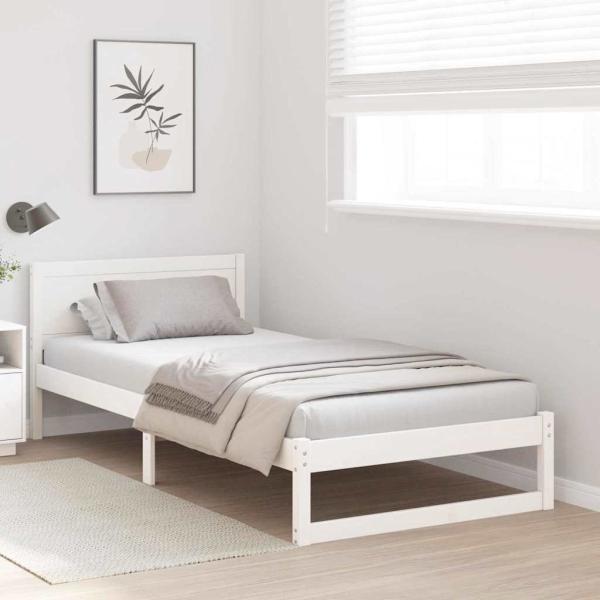 Bettgestell Weiß Holz 90 x 200 cm Minimalistisches Bettgestell