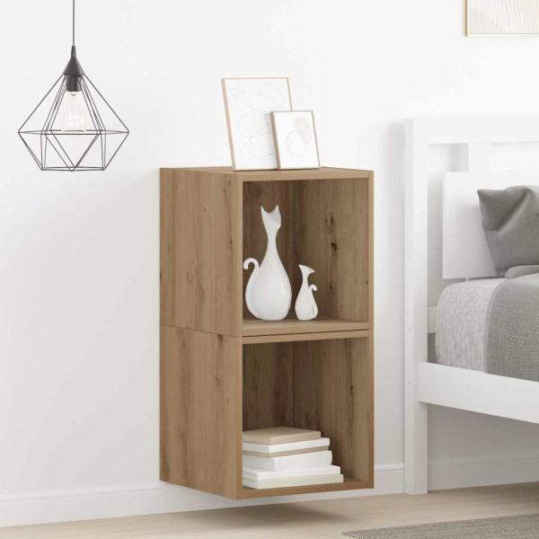 Wandregale 2 Stück Handgefertigte Eiche 37x37x37 cm Konstruierte Holzlagerung
