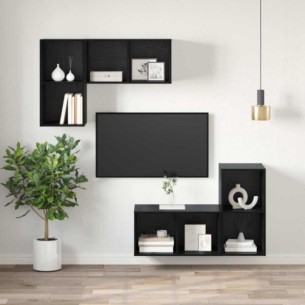 Wandmontierter TV-Schrank Schwarz Eiche 37x37x72 cm Engineering Holz