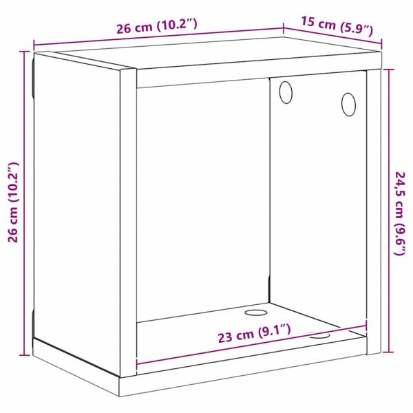 Wandregale Schwarz-Eiche MDF 26 x 15 x 26 cm Wandregale