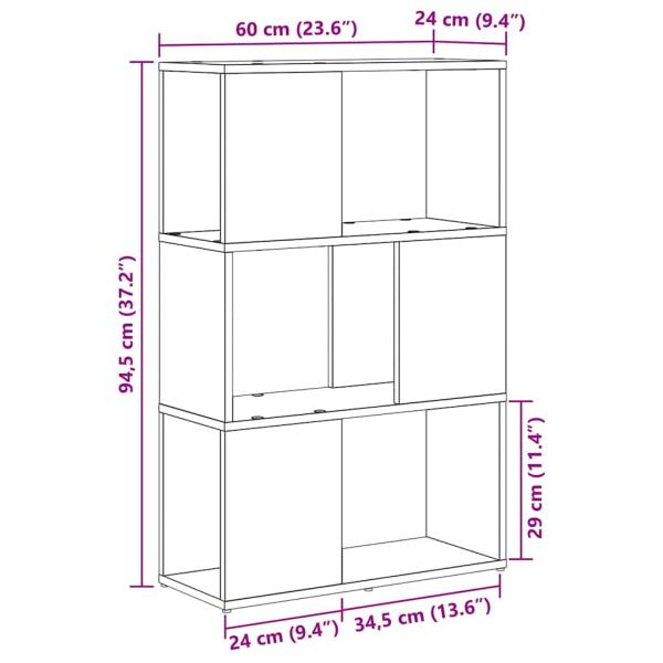 Bücherständer Eichenholz Holzwerkstoff 60 x 24 x 94 cm