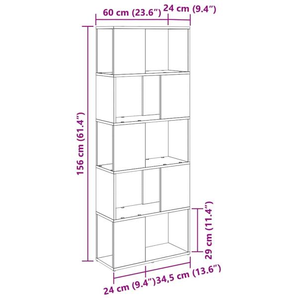 Bücherregal Artisan Eiche Spanplatte 60 x 24 x 155 cm Bücherregal