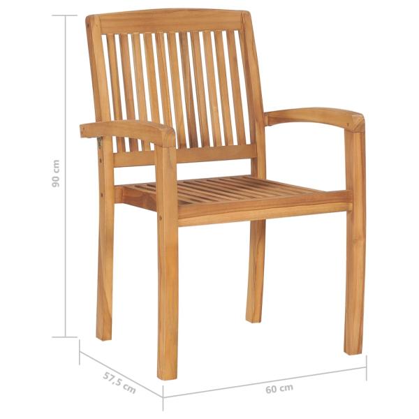 Gartenstühle 2 Stk. Graue Karomuster Kissen Massivholz Teak