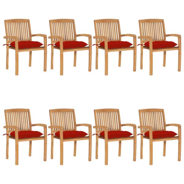 ARDEBO.de - Stapelbare Gartenstühle mit Kissen 8 Stk. Massivholz Teak