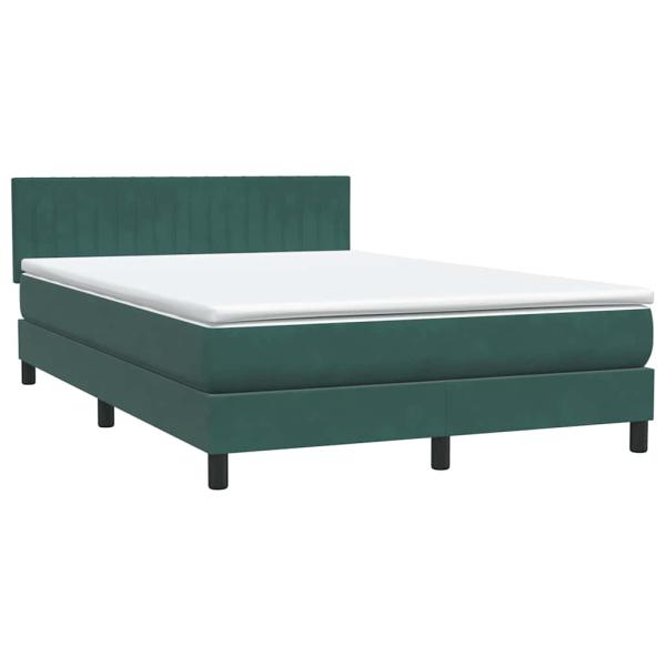 ARDEBO.de - Boxspringbett mit Matratze Dunkelgrün 140x210 cm Samt