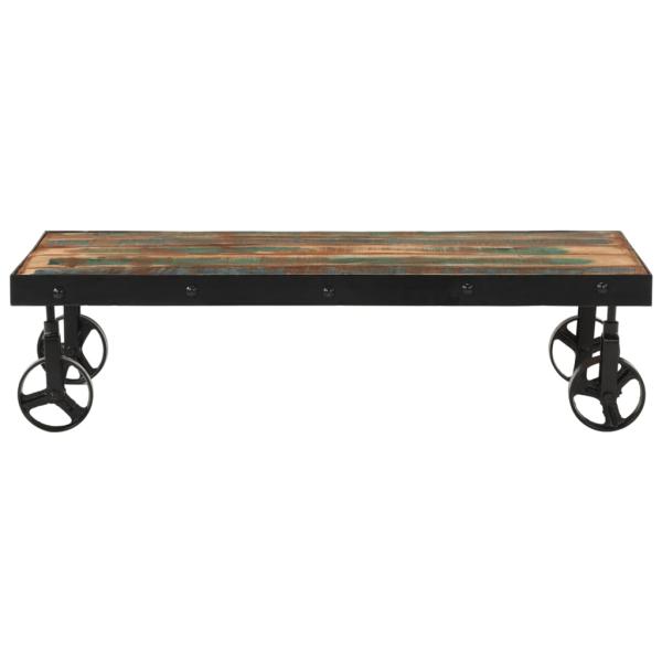 Couchtisch mit Rollen Altholz Massiv 100x55x26 cm
