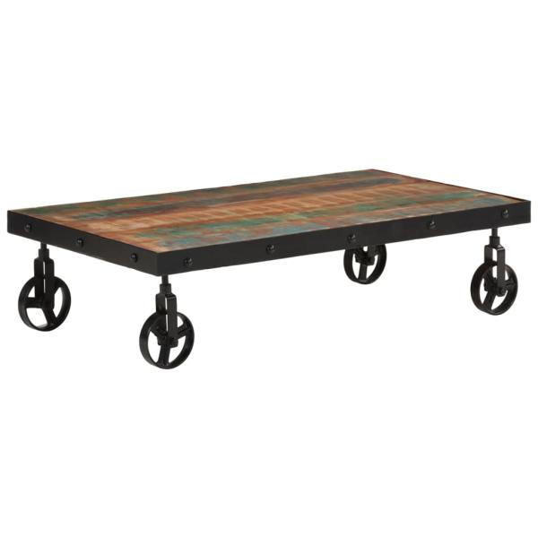 Couchtisch mit Rollen Altholz Massiv 100x55x26 cm